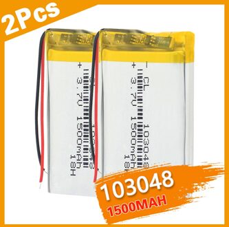 2 Stuks 3.7V 1500Mah Lithium Polymeer Batterij 103048 Oplaadbare Li Ion Li Po Mobiele Vervanging Met Pcm Voor gps Bluetooth Headset