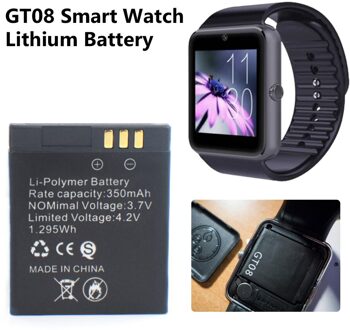 2 stuks 3.7V 350mAh Smartwatch GT08 Batterij Oplaadbare Lithium Polymeer Li-polymeer Batterijen Voor GT08 Smart Horloge high Power