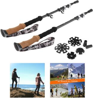 2 Stuks 3-Sectie Telescopische Trekking Pole Carbon Fiber Opvouwbare Wandelstokken Canes Voor Beginners Experts Kinderen Tieners Volwassenen