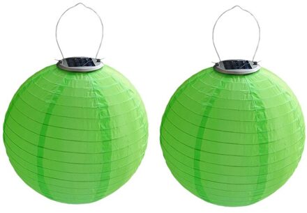 2 Stuks 30 Cm Zonne-energie 5050 Smd Led-lampen Waterdicht Chinese Lantaarn Voor Wedding Party Garden C66 groen