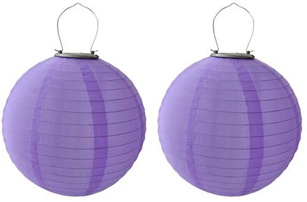 2 Stuks 30 Cm Zonne-energie 5050 Smd Led-lampen Waterdicht Chinese Lantaarn Voor Wedding Party Garden C66 Paars