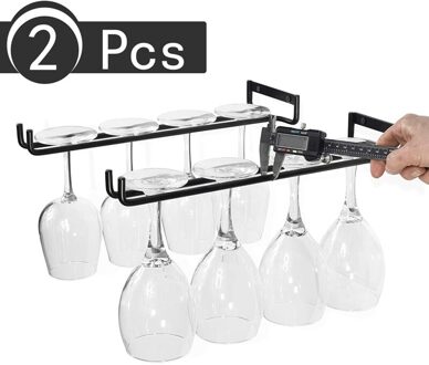 2 Stuks 30Cm Rvs Wijnglas Opknoping Houder Beker Glaswerk Organizer Rack