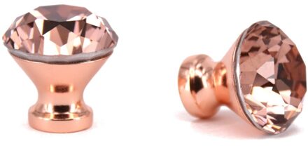 2 STUKS 30mm Rose Gold Diamond Crystal Handvatten/Crystal Glass Knoppen Met Zink Basis Voor Meubels
