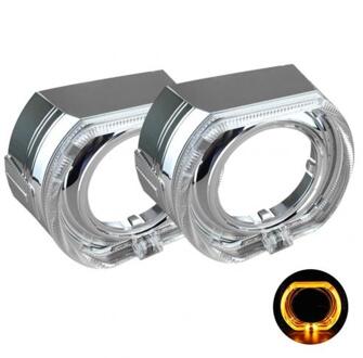 2 Stuks 3Inch Auto Auto Led Koplamp Richtingaanwijzer Projector Lens Dekmantel Mask geel