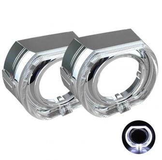 2 Stuks 3Inch Auto Auto Led Koplamp Richtingaanwijzer Projector Lens Dekmantel Mask wit