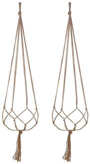 2 Stuks 47 Inches Bloempot Plant Pot Macetas Hanger Macrame Jute Voor Indoor Outdoor Plafond Dek Balkon Ronde En vierkante Potten