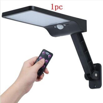 2 Stuks 48 Led Zonne-energie Straat Licht Pir Motion Sensor Wandlamp Outdoor Waterdicht Draaien Beugel Afstandsbediening Tuin licht 1stk zwart