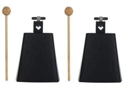 2 Stuks 5 Inch Koe Bel Noise Maker Koebel Percussie Instrument Met Handvat Stok Voor Drum Set Kit Percussie