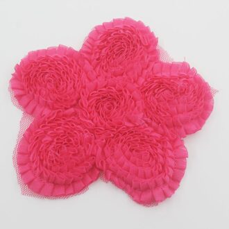 2 Stuks 5 "Leuke Oversized Grote Verstoorde Chiffon Bloemen Voor Baby Meisjes Rompertjes Jumpsuit Tee Shirts Jurk Kleding Maken accessoires heet roze