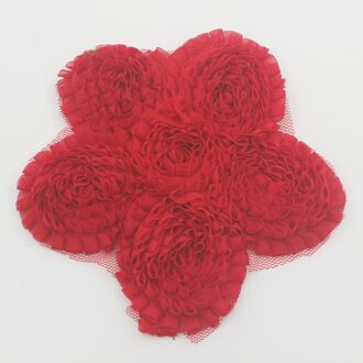 2 Stuks 5 "Leuke Oversized Grote Verstoorde Chiffon Bloemen Voor Baby Meisjes Rompertjes Jumpsuit Tee Shirts Jurk Kleding Maken accessoires rood