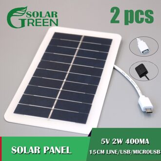 2 Stuks 5 V 2 W 400mA Battery Charger Usb-uitgang Microusb Outdoor Vrouwelijke Poort 5 V 2 W Lading regulators Solar Panel 3.7 V 18650 2W USB