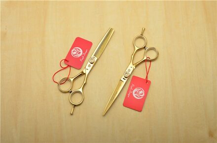 2 Stuks 6 Inch 17.5Cm 440C Professionele Menselijk Haar Schaar Kappers Schaar Snijden Scharen Dunner Schaar 2stk nee Case