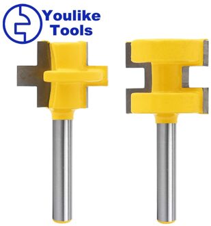 2 Stuks 6Mm 6.35Mm Schacht T-Slot Vierkante Tand Tenon Frees Carving Mes Frezen Voor hout Tool Houtbewerking 6mm shank