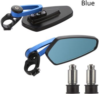 2 Stuks 7/8 "180 Graden Verstelbaarheid Universal Motorfiets Handle Bar End Achteruitkijkspiegel Side Aluminium Spiegel Aluminium Blauw