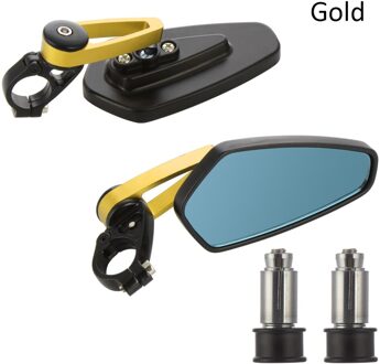 2 Stuks 7/8 "180 Graden Verstelbaarheid Universal Motorfiets Handle Bar End Achteruitkijkspiegel Side Aluminium Spiegel Aluminium Goud