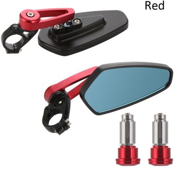 2 Stuks 7/8 "180 Graden Verstelbaarheid Universal Motorfiets Handle Bar End Achteruitkijkspiegel Side Aluminium Spiegel Aluminium Rood