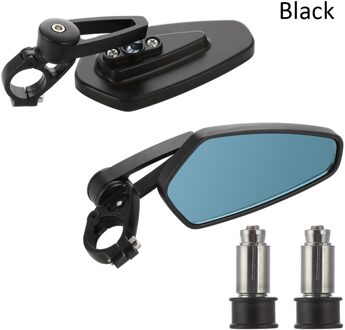 2 Stuks 7/8 "180 Graden Verstelbaarheid Universal Motorfiets Handle Bar End Achteruitkijkspiegel Side Aluminium Spiegel Aluminium zwart