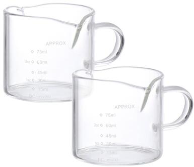 2 Stuks 75Ml Koffie Meten Glas Melk Kopjes Koffie Sap Thee Cup Met Schaal Professionele Premium Meetinstrumenten
