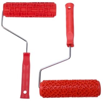 2 Stuks 7Inch Reliëf Schilderen Roller Met Plastic Handvat Voor Muur Decor - EG317T-Stone & EG319T