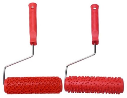 2 Stuks 7Inch Reliëf Schilderen Roller Met Plastic Handvat Voor Muur Decor Steen EG317T & EG318T
