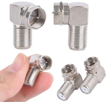 2 Stuks 90 Graden Tv Antenne Plug Connector Haakse Adapter Plug Naar Socket Coax Kabel F-Type man-vrouw