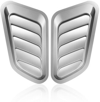 2 Stuks Abs Car Universal Decoratieve Intake Scoops Turbo Bonnet Vent Hood Auto Accessoire NJ88 Zilver