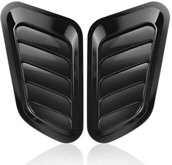 2 Stuks Abs Car Universal Decoratieve Intake Scoops Turbo Bonnet Vent Hood Auto Accessoire NJ88 zwart