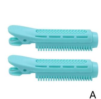 2 Stuks Abs Magic Haarverzorging Rollen Haar Krultang Geen Warmte Geen Clip Haar Curling Styling Diy Tool Haarwortel golf Pluizige Clip Curler blauw