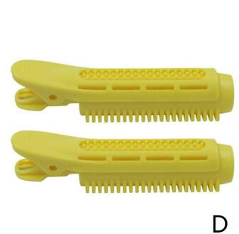2 Stuks Abs Magic Haarverzorging Rollen Haar Krultang Geen Warmte Geen Clip Haar Curling Styling Diy Tool Haarwortel golf Pluizige Clip Curler geel