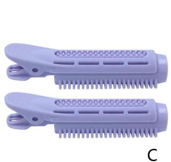 2 Stuks Abs Magic Haarverzorging Rollen Haar Krultang Geen Warmte Geen Clip Haar Curling Styling Diy Tool Haarwortel golf Pluizige Clip Curler paars
