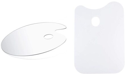 2 Stuks Acrylverf Palet Ellips/Rechthoek Non-stick Art Palet Clear Schilderij Palet Voor Diy Art Craft schilderen