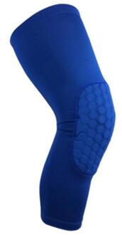 2 Stuks Ademende Sport Voetbal Basketbal Knie Pads Honingraat Kniebrace Been Mouwen Kalf Compressie Knie Ondersteuning Bescherming Blauw / M