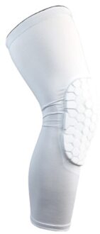 2 Stuks Ademende Sport Voetbal Basketbal Knie Pads Honingraat Kniebrace Been Mouwen Kalf Compressie Knie Ondersteuning Bescherming Ivoor / M