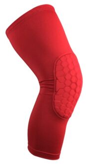 2 Stuks Ademende Sport Voetbal Basketbal Knie Pads Honingraat Kniebrace Been Mouwen Kalf Compressie Knie Ondersteuning Bescherming Rood / M