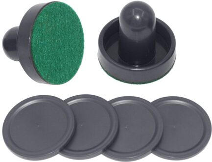 2 Stuks Air Hockey Pushers En 4x Air Hockey Pucks Doel Handgrepen Peddels Toebehoren zwart