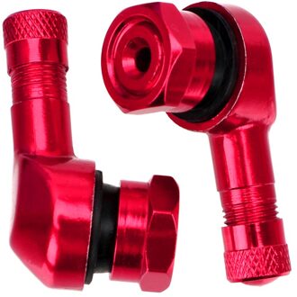 2 Stuks Aluminium Motorfiets Wiel Tubeless Opblazen Klepstelen Caps 90 ° Gebogen Motorbike Accessoires Vervanging Rood