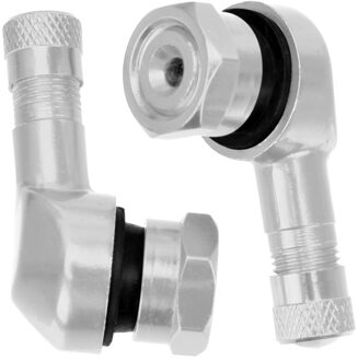 2 Stuks Aluminium Motorfiets Wiel Tubeless Opblazen Klepstelen Caps 90 ° Gebogen Motorbike Accessoires Vervanging Zilver