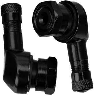 2 Stuks Aluminium Motorfiets Wiel Tubeless Opblazen Klepstelen Caps 90 ° Gebogen Motorbike Accessoires Vervanging zwart