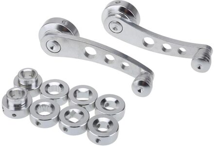 2 Stuks Aluminium Universal Car Window Handvat Winder Riser Vervanging Winder Crank Riser Kit Universal Fit Zilver