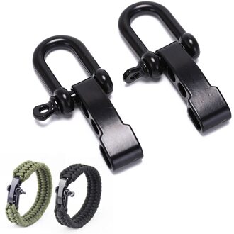 2 Stuks Armband Paracord Black Zinklegering Gesp Verstelbare Clip Survival