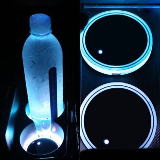 2 STUKS Auto LED Licht Bekerhouder Bodem Pad 7 Kleuren Auto USB Omgevingslicht Sfeer Lamp voor Alle Auto anti-Slip Mat Auto Producten