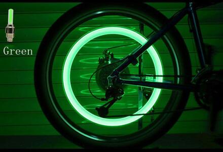 2 Stuks Auto Lichten Neon Lichten Air Cover Velg Ventiel Wiel Stem Led Lamp Flash Kleur Tyre Wheel Valve cap Licht Autobandventiel Groen