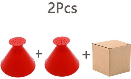 2 Stuks Auto Magic Sneeuw Schoppen Voorruit Auto Ijskrabber Trechter Vormige Sneeuw Remover Deicer Kegel Deicing Schrapen Gereedschappen 2stk rood