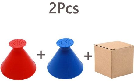 2 Stuks Auto Magic Sneeuw Schoppen Voorruit Auto Ijskrabber Trechter Vormige Sneeuw Remover Deicer Kegel Deicing Schrapen Gereedschappen rood en blauw