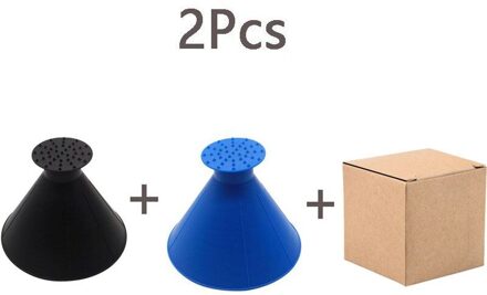 2 Stuks Auto Magic Sneeuw Schoppen Voorruit Auto Ijskrabber Trechter Vormige Sneeuw Remover Deicer Kegel Deicing Schrapen Gereedschappen zwart en blauw