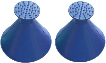 2 Stuks Auto Magic Window Voorruit Ijskrabber Olie Trechter Sneeuw Remover Schop Venster Schrapers Kegel Deicing 2stk blauw