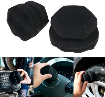 2 Stuks Auto Polijsten Waxen Spons Zeshoekige Grip Applicator Auto Detaillering Hand Band Wax Spons Hoge Dichtheid Schuim Spons Voor auto