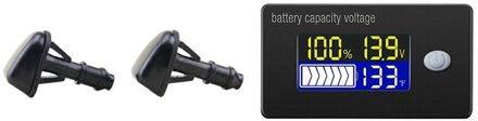 2 Stuks Auto Ruitenwisser Voorruit Ruitenwisser Washer Jet Nozzle & 1 Stuks Batterij Capaciteit Voltage Meter Met Temperatuur Sensor