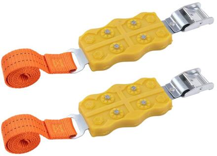 2 Stuks Auto Sneeuwkettingen Anti-Slip Universele Rubber Nylon Keten Voor Suv Off-Road Veiligheid Kettingen Sneeuw modder Grond Voor Ijs/Sneeuw/Modder Weg geel