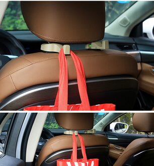 2 Stuks Auto Universele Hoofdsteun Haak Rugleuning Haak Handtas Wallet Kruidenier Doek Draagbare Multifunctionele Clip Auto Modellering Beige